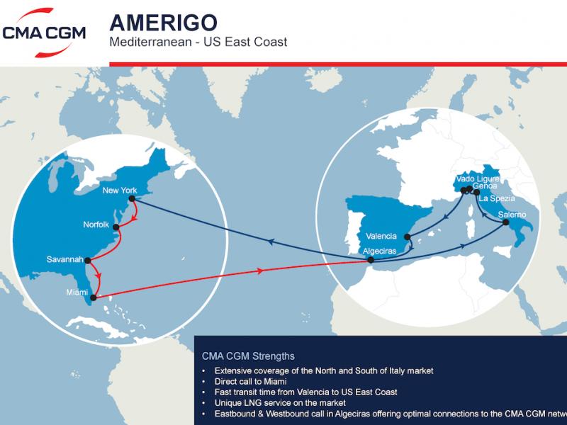 CMA CGM to revamp its AMERIGO service connecting the Mediterranean & North America