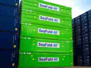 New five-in-one foldable marine shipping container to reduce cost, space, and carbon