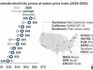 Forecast wholesale power prices and retail electricity prices rise modestly in 2025