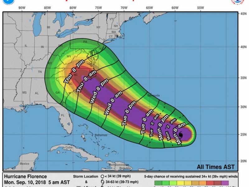 Florence takes aim at US East Coast as 1 million told to leave