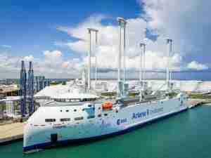 MV Canopée, the world’s first hybrid wind-powered cargo vessel, makes inaugural U.S. visit to Port Canaveral