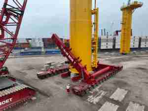 Mammoet successful transition piece marshaling for offshore wind farm