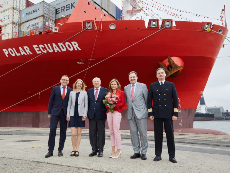 Hamburg Süd christens “Polar Ecuador” in Antwerp