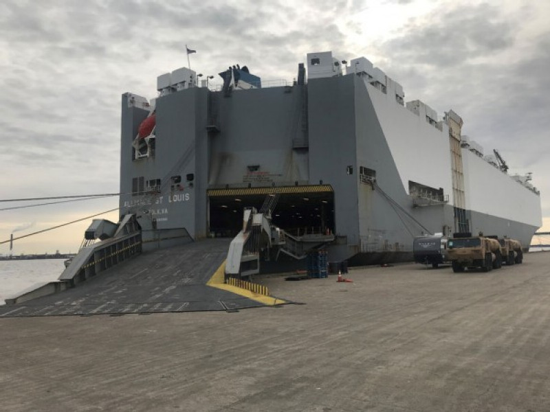 The Port of Wilmington, Delaware celebrates first export shipment of finished Ford vehicles