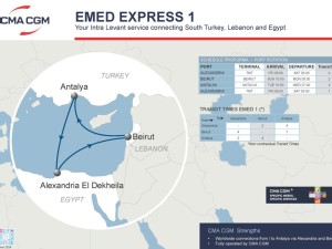 CMA CGM announcement to launch EMED 1 service linking Turkey, Egypt and Lebanon