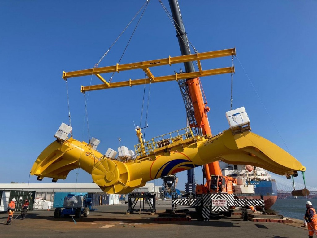 Blue X being lifted Using Modulift's Custom-Made Lifting Frame  