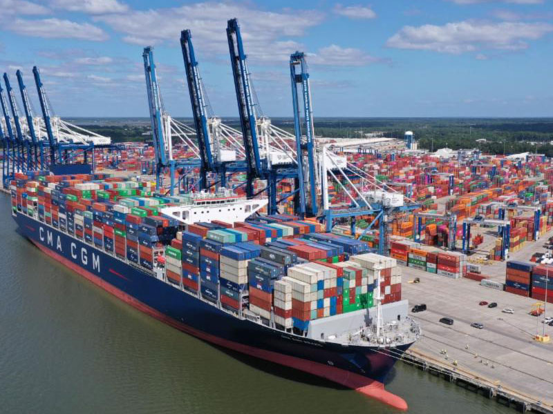 SC Ports had a busy October moving cargo at Wando Welch Terminal. (Photo/SCPA/Walter Lagarenne)