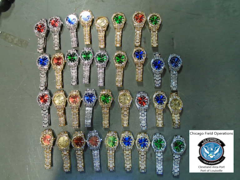 Counterfeit watches like these continue to pour into the U.S., but CBP officers are seizing these nightly. Louisville CBP recently seized 62 designer watches that could have been worth $2.6 million.