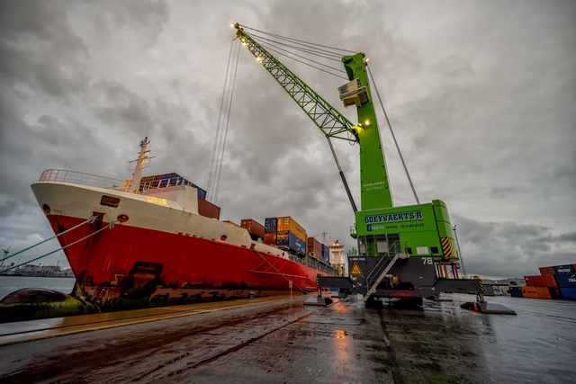 Konecranes Gottwald Model 7 Mobile Harbor Crane as part of Goeyaverts’ rental fleet in Antwerp, Belgium