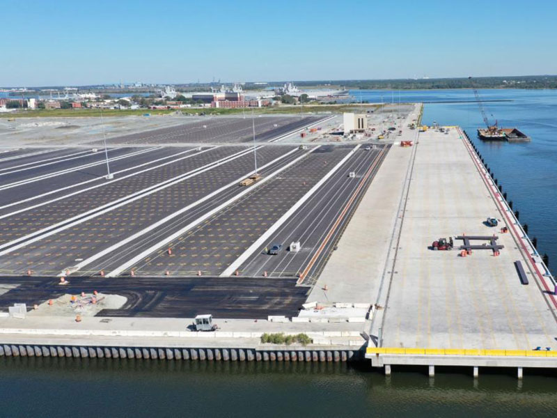 The 1,400-foot wharf will welcome cranes this fall. (Photo/SCPA/Walter Lagarenne) 