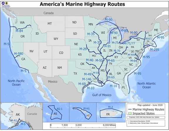 US Department of Transportation announces a new marine highway route ...