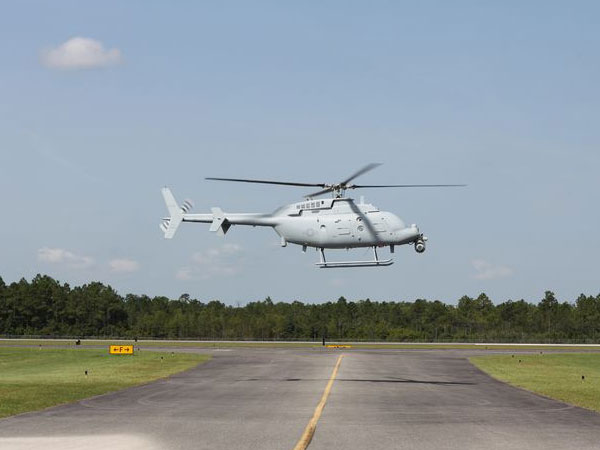 Northrop Grumman’s MQ-8C Fire Scout takes off for its first flight out of Trent Lott International Airport in Moss Point, Miss.