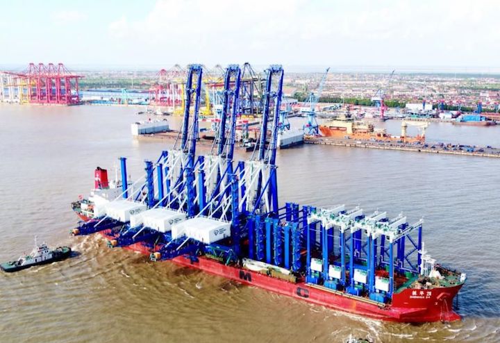 The Zhen Hua 24 is carrying three SC Ports’ ship-to-shore cranes and four rubber-tired gantry cranes, all of which are for the Leatherman Terminal. The vessel is scheduled to arrive Nov. 3.