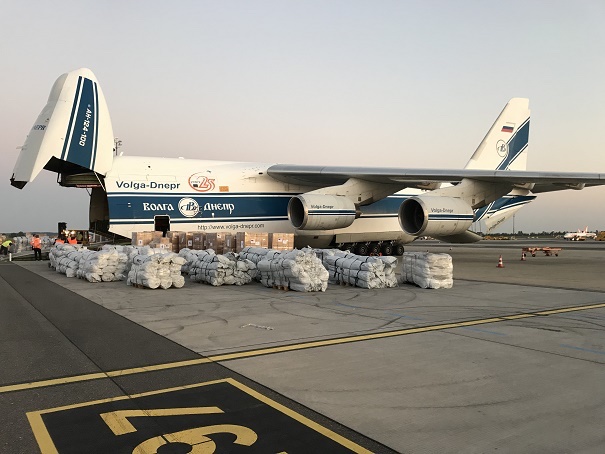 Volga-Dnepr flight loaded for Lebos with emergency supplies