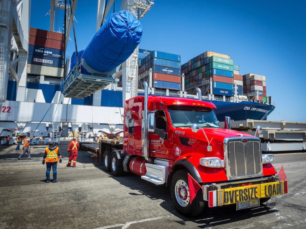  An aircraft part is offloaded at Pacific Container Terminal at the Port of Long Beach.