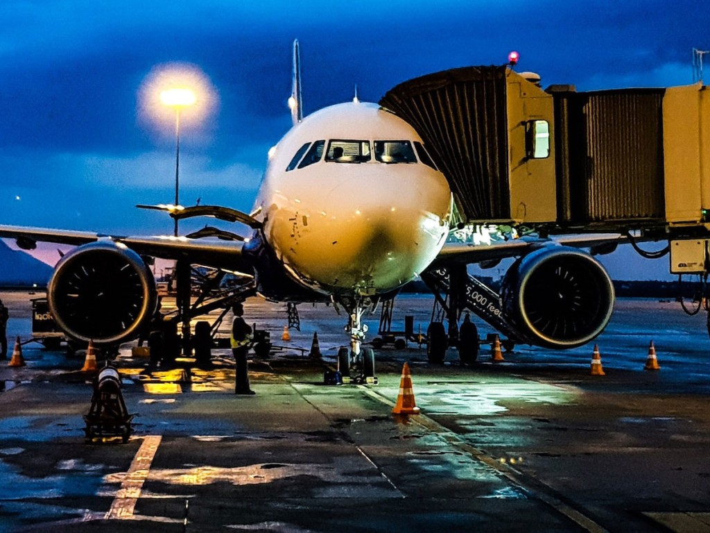 Cargo plane being loaded