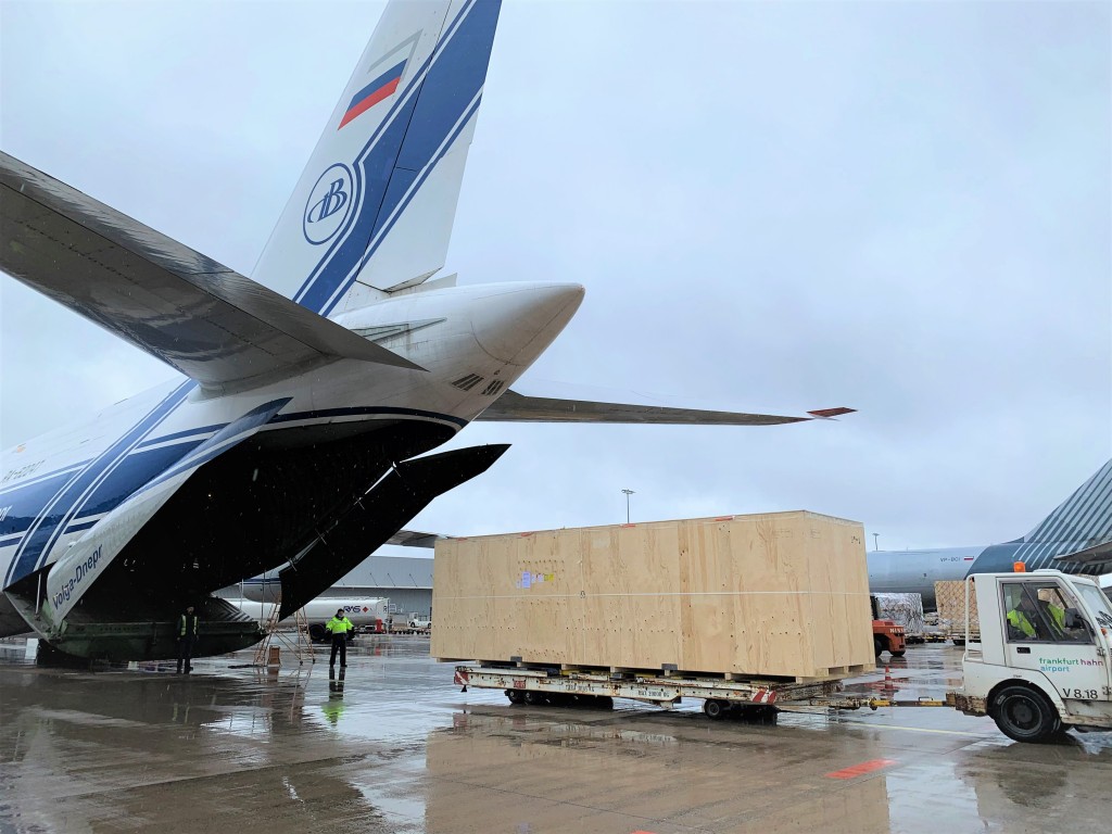  The vaccine filling line with isolator was transported in 20 boxes (Picture credit: DB Schenker)