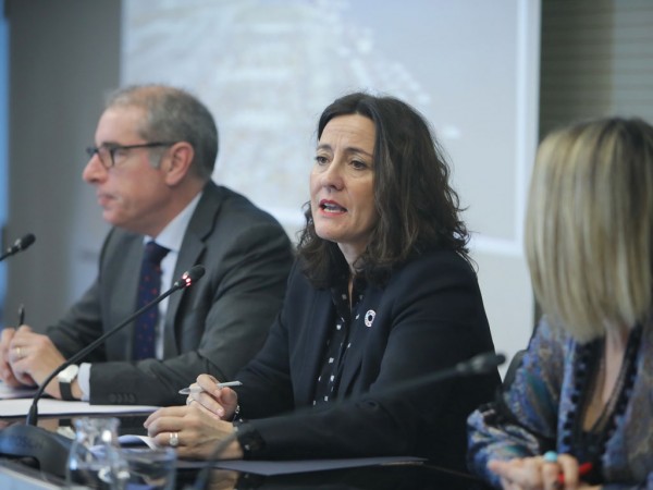 From left to right, the managing director of the Port of Barcelona, José Alberto Carbonell; president of the Port of Barcelona, Mercè Conesa; and Communications and Institutional Relations, Núria Burguera.