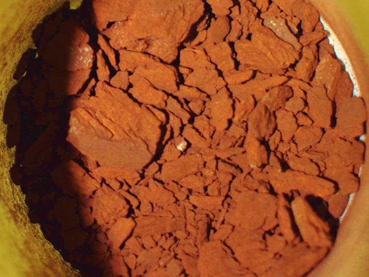 An example of the red deposits analysed at Chevron laboratories