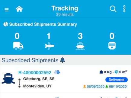 The tracking feature of the deugro visiotrack app