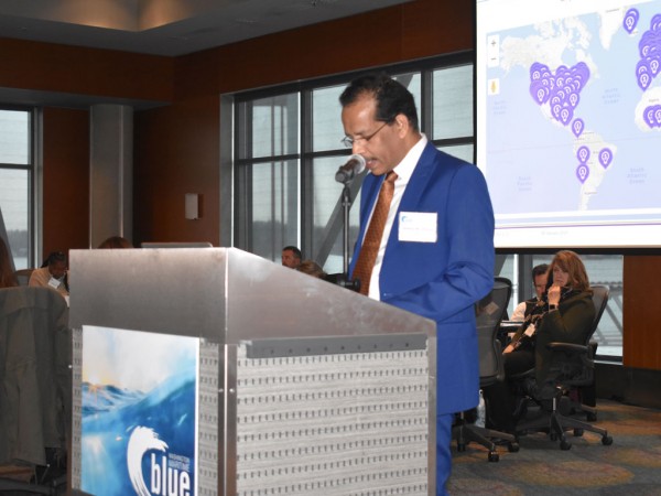 Anthony M. DSouza, Executive Vice President DNV GL Maritime Americas, delivers a keynote address to attendees, emphasizing the importance of fostering the growth of a sustainable “blue” economy and the opportunities that it yields.