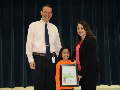 Ronald Mercer, O.A. Fleming Assistant Principal; Isabella Nunez, 1st Place winner; Lauren McCormick, Port Freeport Public Affairs Manager