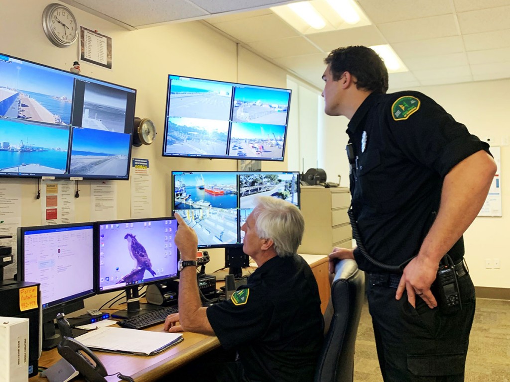 Harbormasters monitor the security of the complex through CCTV feeds