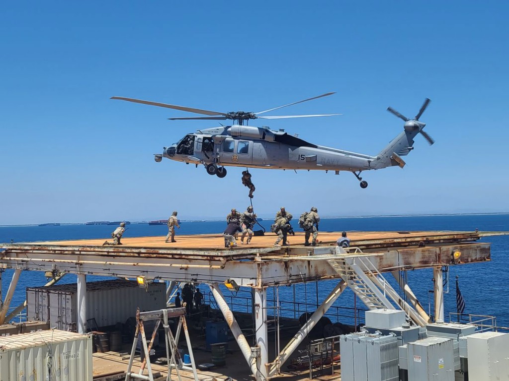 An exercise with the United States Coast Guard’s Maritime Security Response Team-West was leveraged to conduct Advanced Naval Technology Exercise experiments with wearable sensors and remote physiological monitoring.