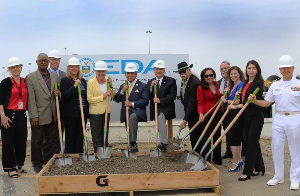 Left to right: CEO & Port Director Kristin Decas; EDA Regional Director Wilfred Marshall; Ventura County Transportation Commission Executive Director Darren Kettle; Oxnard Harbor Commission President Mary Anne Rooney; Congresswoman Julia Brownley; Oxnard Harbor Commission Vice President Jess Herrera; Port Hueneme Mayor Pro Tem Will Berg; Port Hueneme Council Member Jonathan Sharkey; Field Representative for Assemblymember Monique Limón, Angelica Cisneros; Oxnard Council Member Bryan MacDonald; District Representative for Senator Hannah-Beth Jackson, Patty Quiroz; Field Representative for Assemblymember Jacqui Irwin, Karie Portillo; and The Naval Base of Ventura County's Captain Mike Posey.