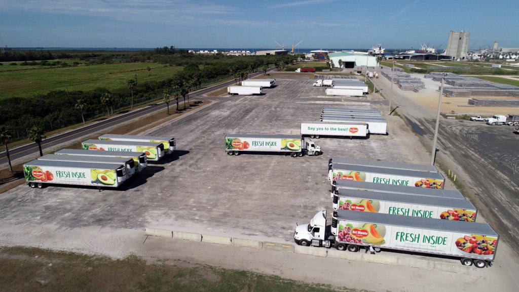 Trailers move through Port Manatee’s newly opened transfer facility, freeing up near-dock space for containers, thus helping expedite shipments of fresh produce to consumers.