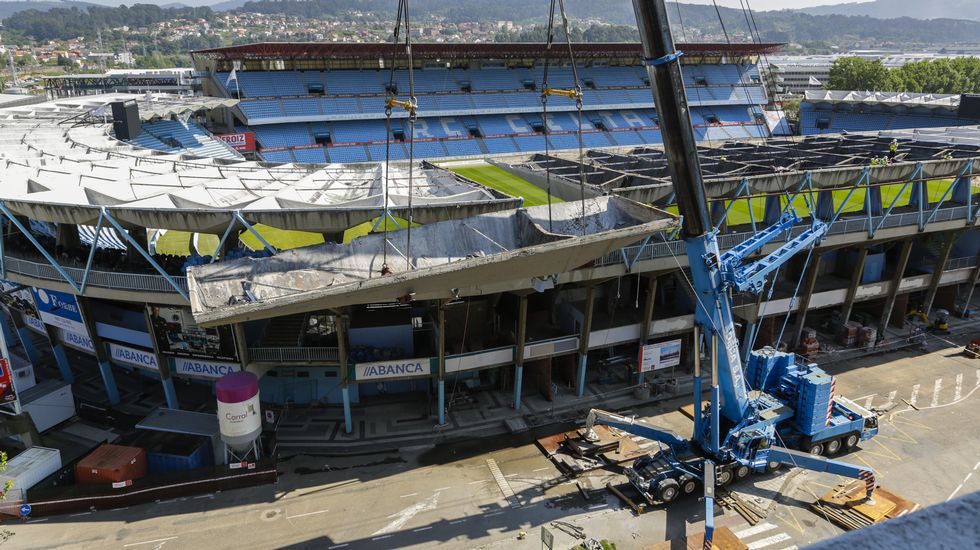 The Celta Vigo pitch backdrops the lift