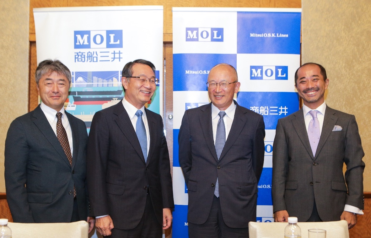 At the press conference Chief Executive Representative, Asia, Middle East, Oceania, Masahiko Okubo (first from left) President & CEO, Junichiro Ikeda (second from left) Executive Vice President & Executive Officer, Takeshi Hashimoto (second from right) Chief Country Representative in Indonesia, Yo Ishizaki (first from right) 