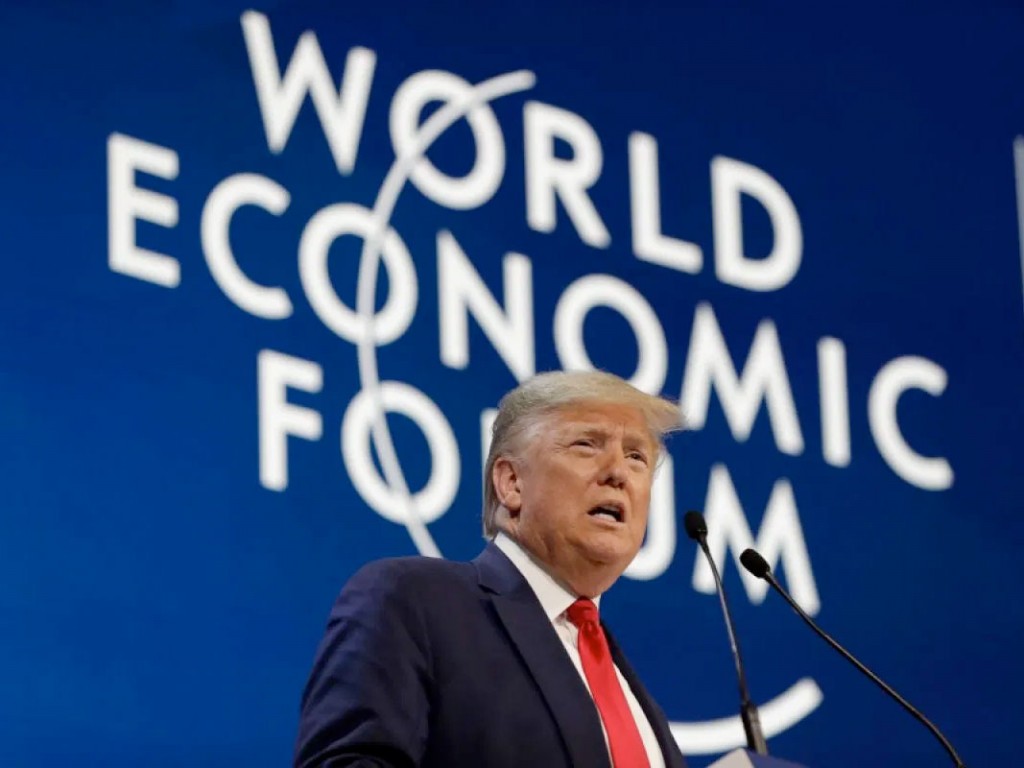 President Trump speaking in Davos